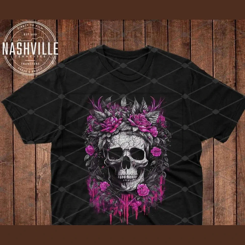 Pink Skeletal Flowers Tee
