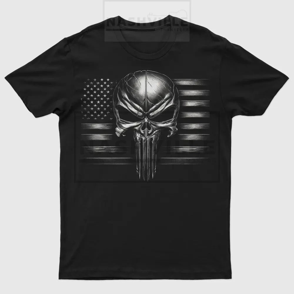 Punisher Rasterized Skeletal Patriotic Tee.