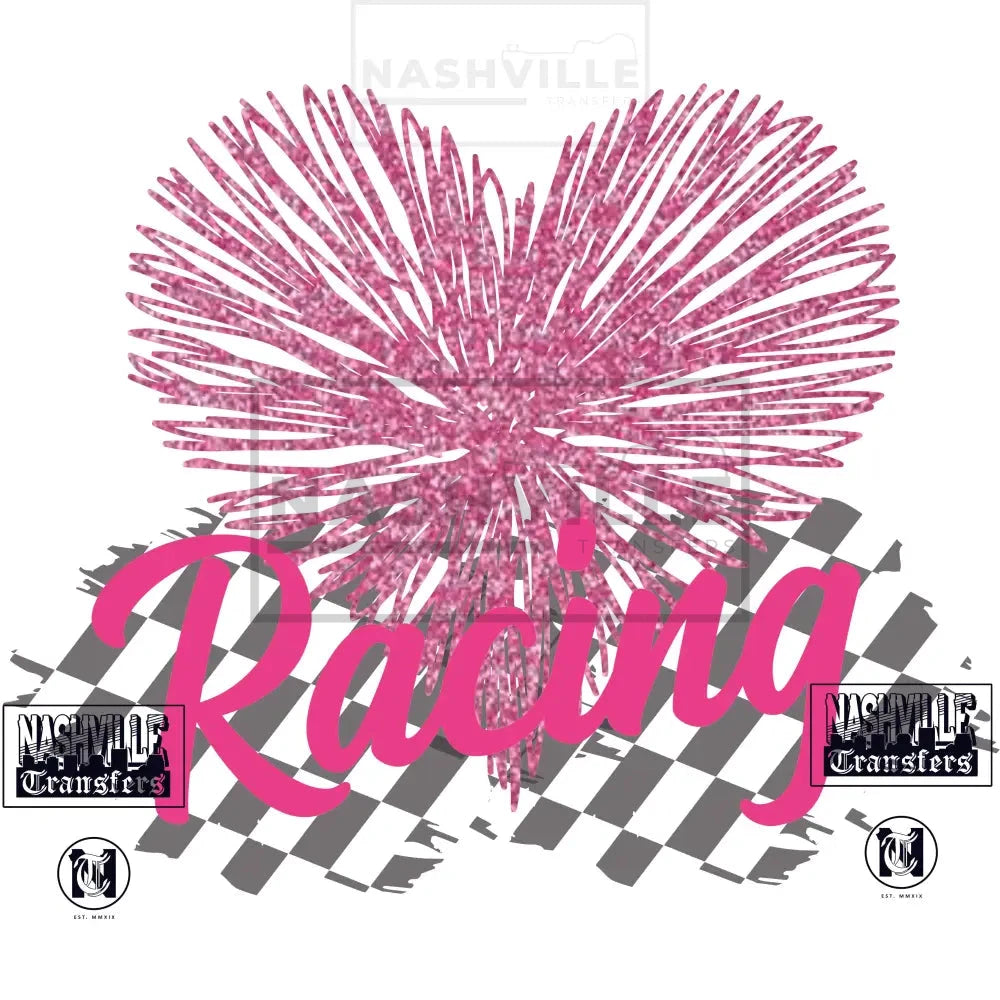Racing Glitter Effect Heart Stock Transfer.