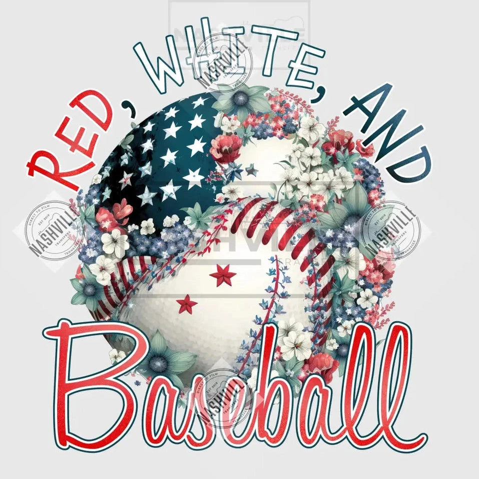 Red White And Baseball Transfer.