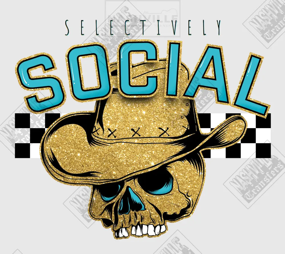 Selectively Social Stock Transfer. Blue With Checkerboard