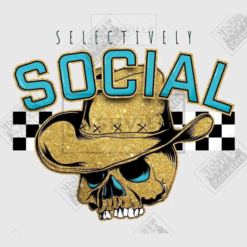 Selectively Social Stock Transfer. Blue With Checkerboard