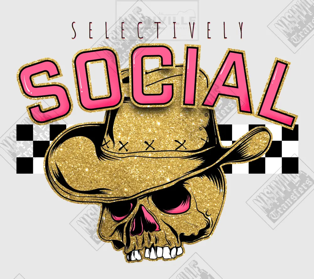 Selectively Social Stock Transfer. Pink With Checkerboard