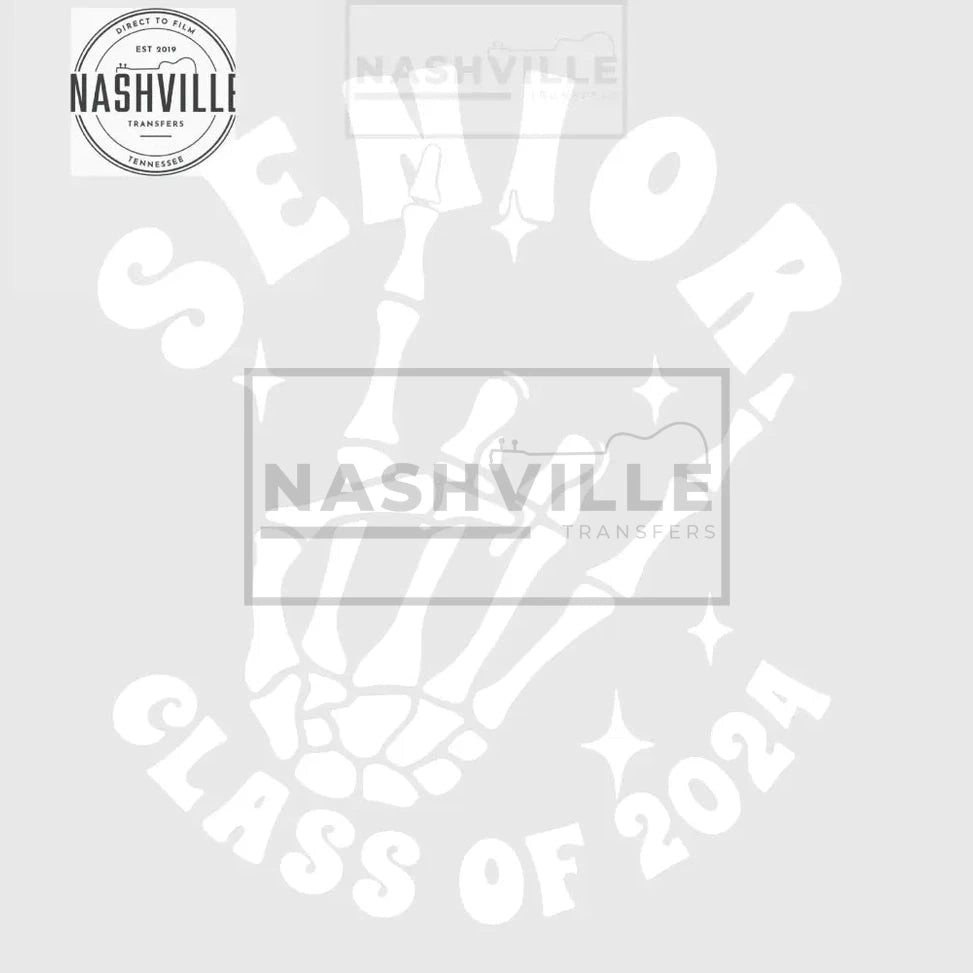 Senior Class 2024 Skeletal Hand Transfer White