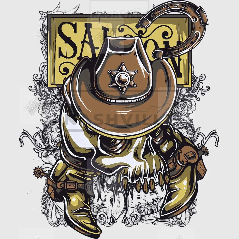 Skeleton Western Boots Cowboy Hat Stock Transfer
