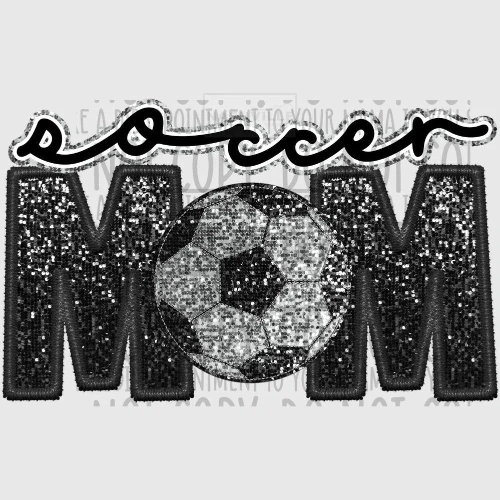 Soccer Mom Glitter And Embroidery Effect Transfer