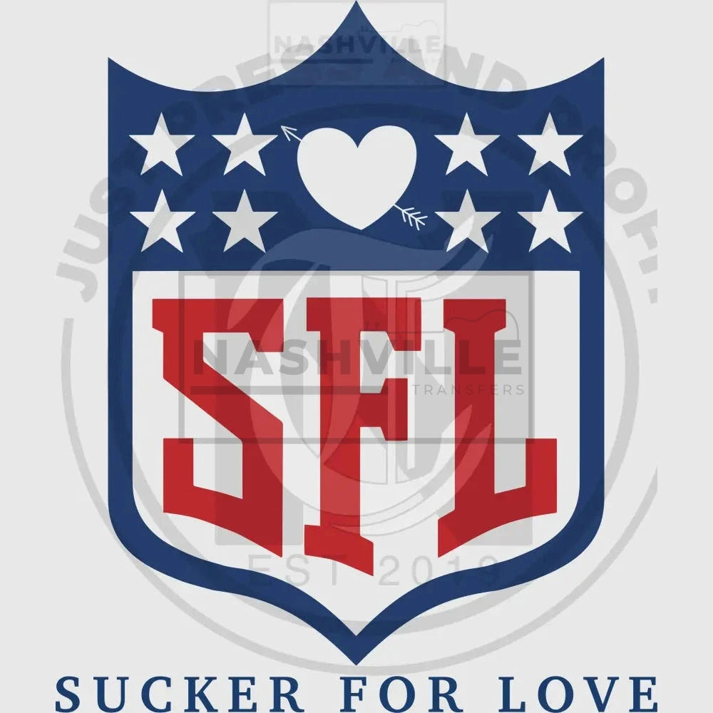 Sucker For Love Valentines Holiday Football Tee. S / Blue