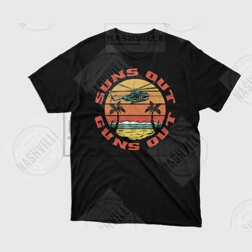 Suns Out. Guns Out Helicopter Tee.