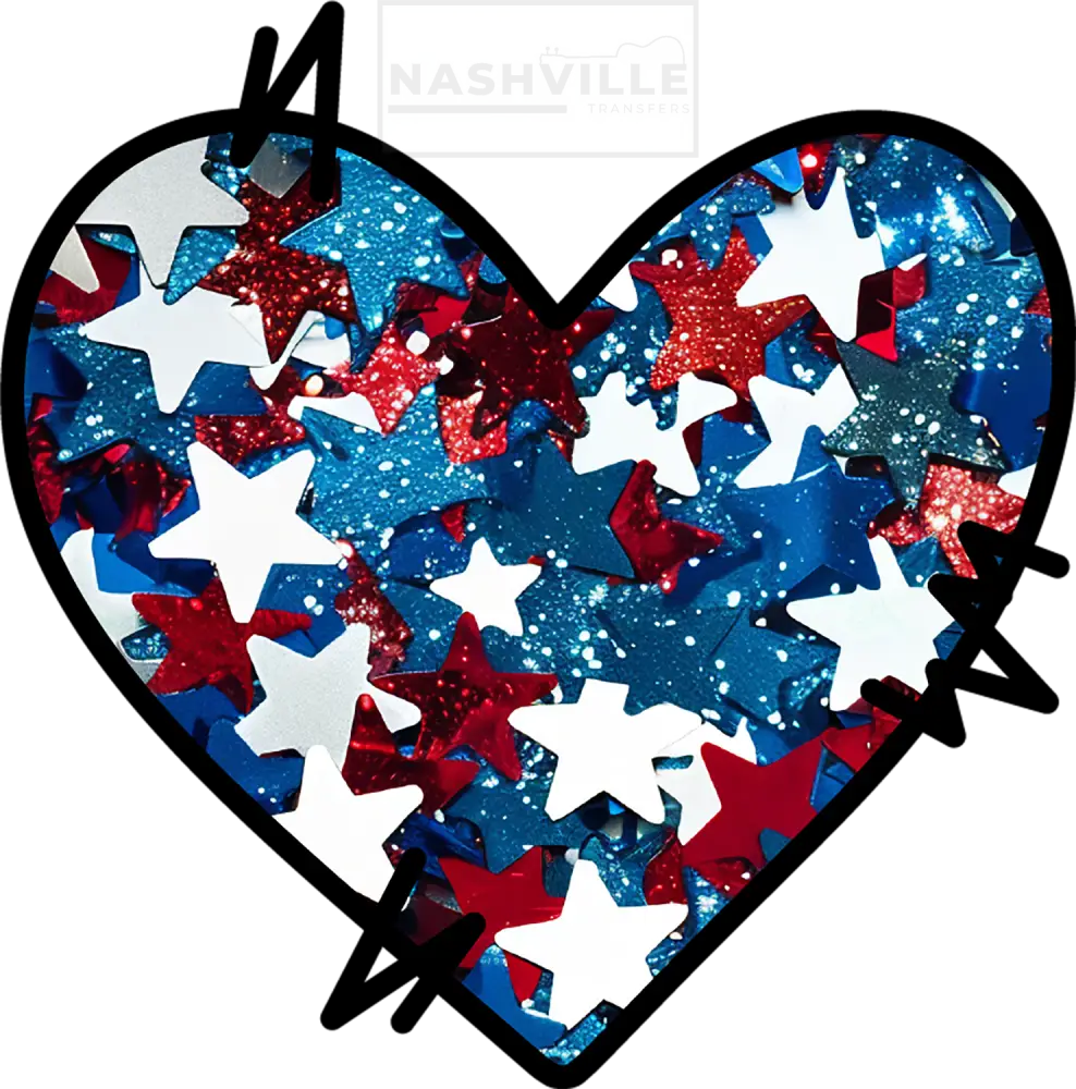 This Mama Wears Her Heart On Sleeve Patriotic Transfers Heart Sleeve Accent With Large Stars