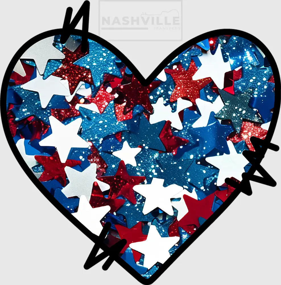 This Mama Wears Her Heart On Sleeve Patriotic Transfers Heart Sleeve Accent With Large Stars