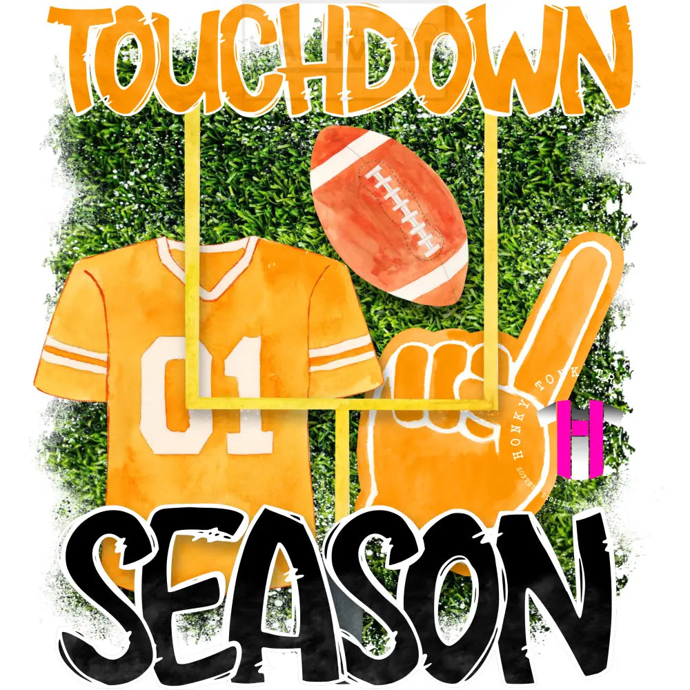 Touchdown Football Season Transfer. Low Heat Transfer / Orange