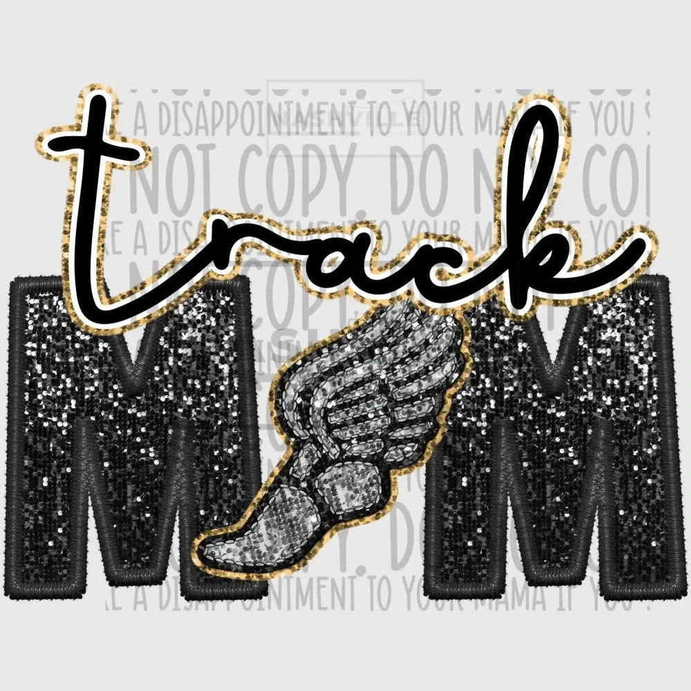 Track Mom Glitter And Embroidery Effect Transfer