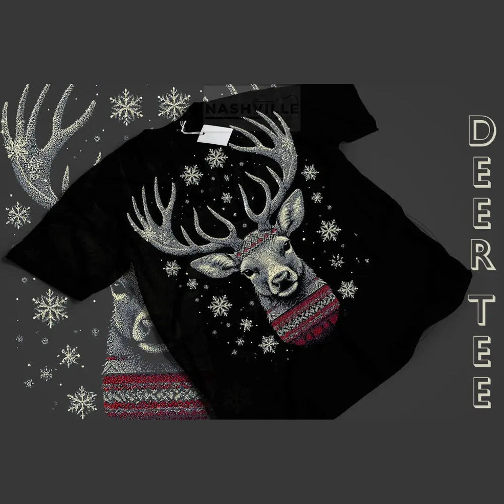 Ugly Sweater Effect Deer Tee.