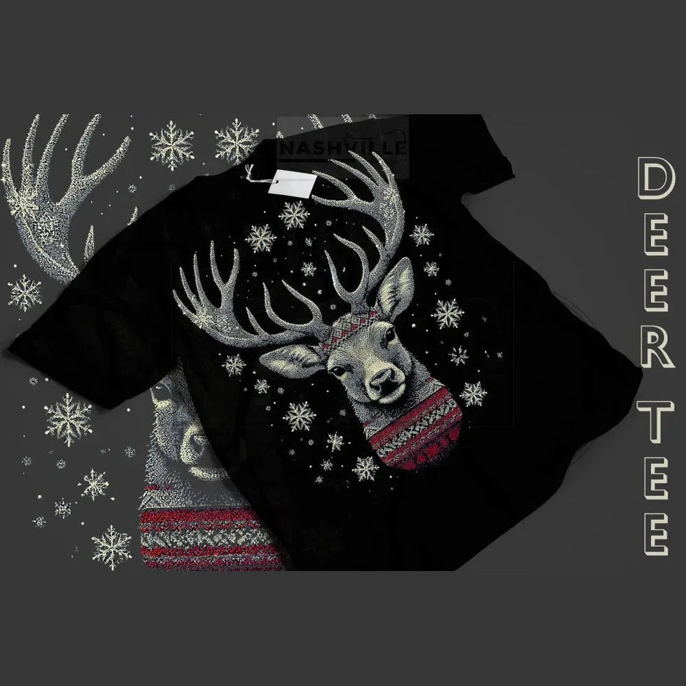 Ugly Sweater Effect Deer Tee.