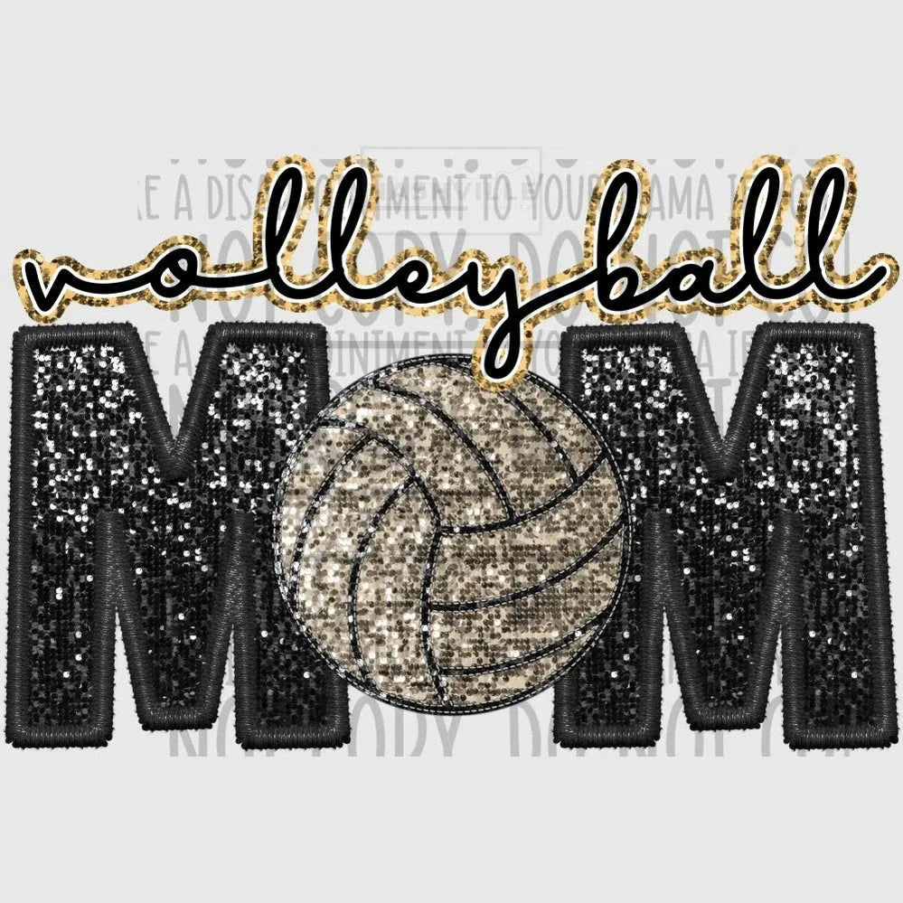 Volleyball Glitter And Embroidery Effect Transfer