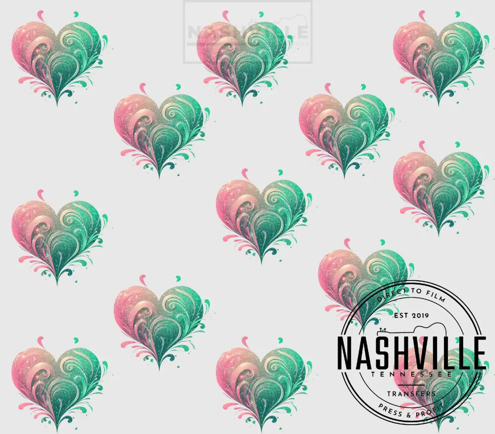 Whimsical Heart Tumbler Sublimation Transfer.