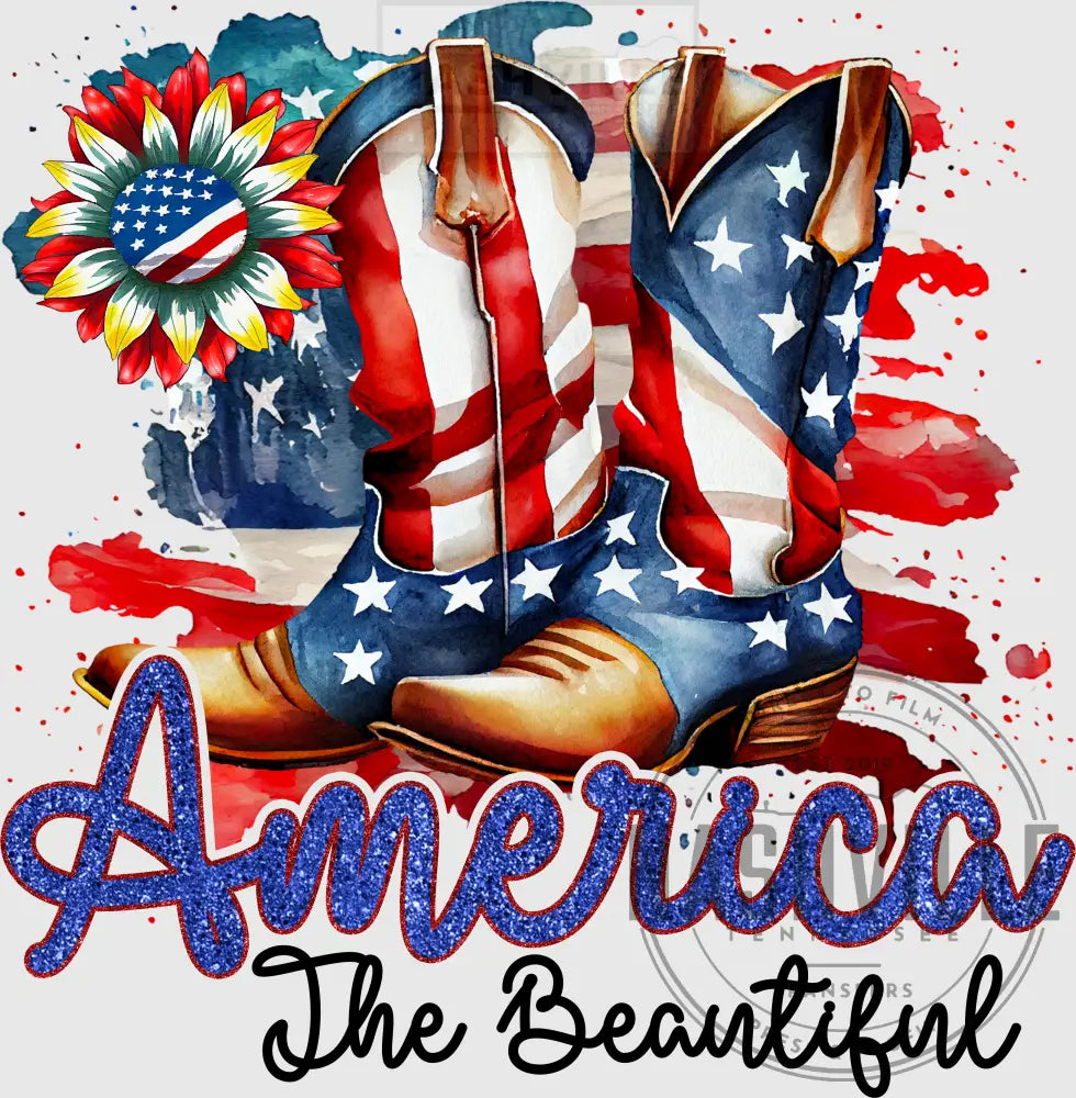 America the beautiful watercolor effect transfer.