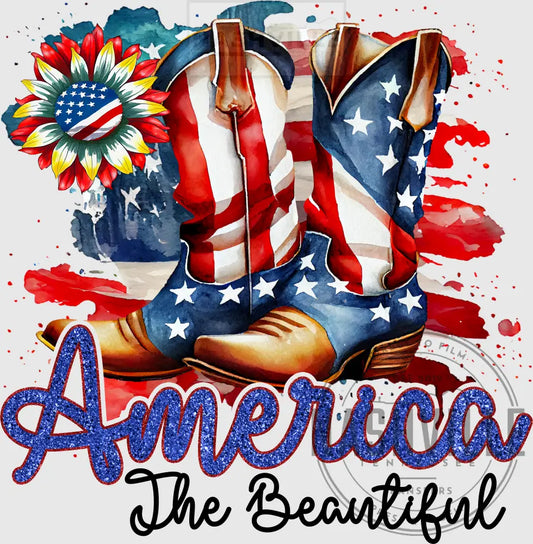 America the beautiful watercolor effect transfer.