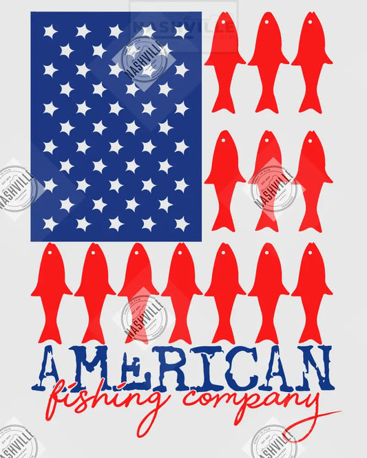 American Flag Fish Transfer. Clear Film Transfer / Dark Blue