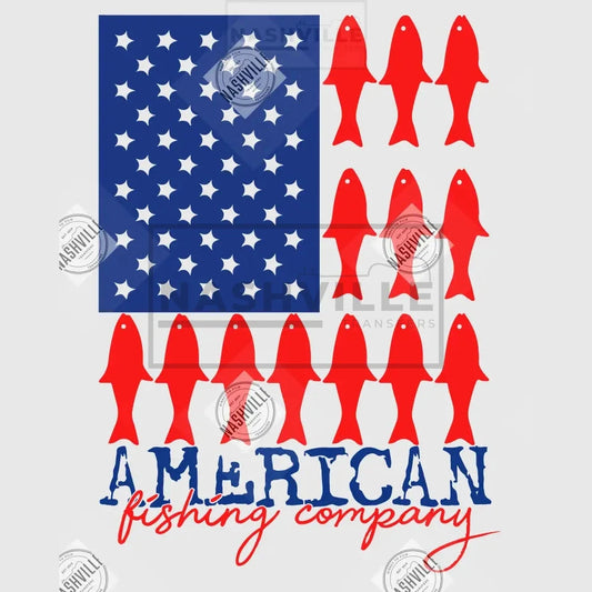 American Flag Fish Transfer. Clear Film Transfer / Dark Blue