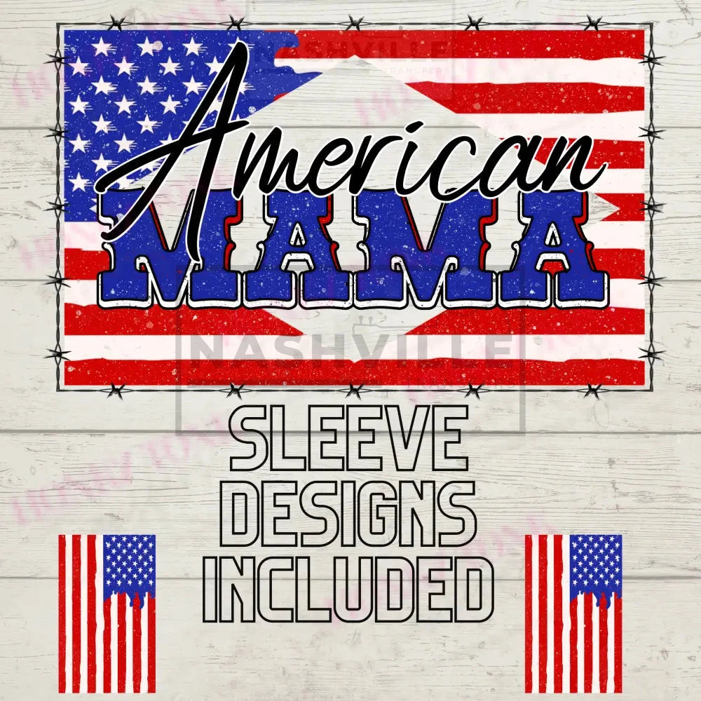American Flag Mama/Mini Transfer. Prints
