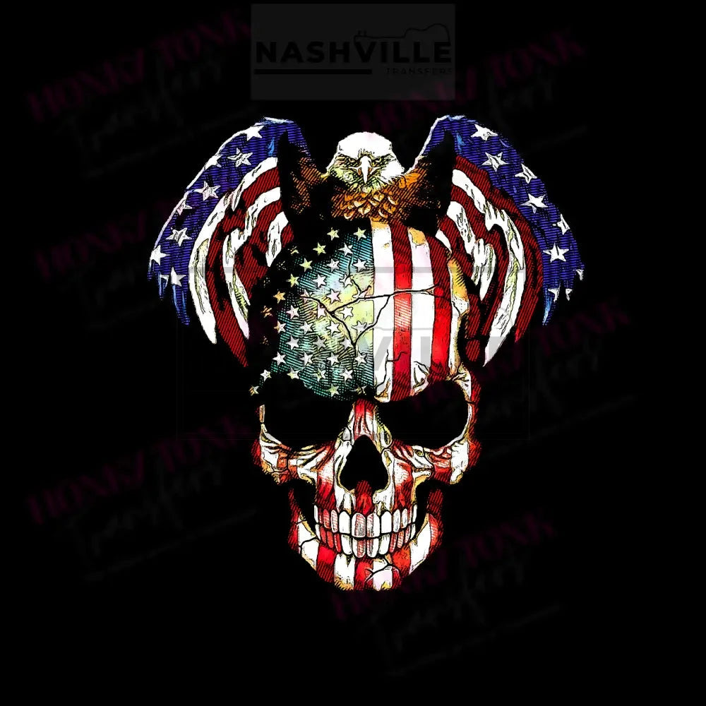 American Skull And Eagle Rasterized Transfer Prints