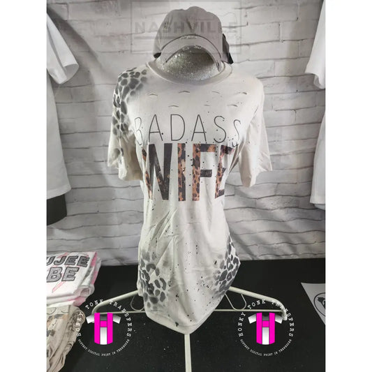 Bad *** Wife Leopard Cut Out Tee.