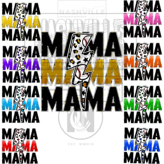 Baseball Mama Lightning Bolt Transfer. Prints