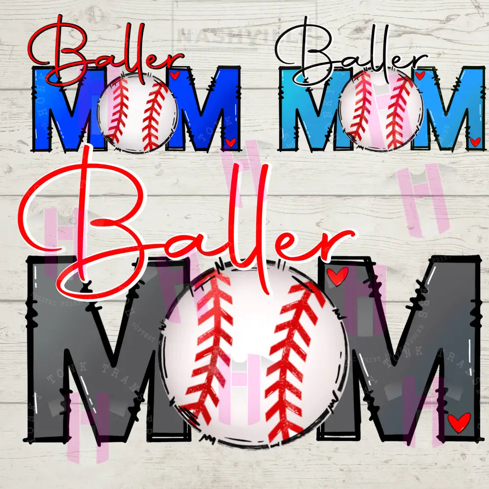 Baseball Mom Baller Transfer. Prints