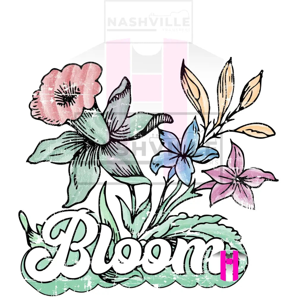 Bloom Transfer. Low Heat Transfer / Distressed Effect
