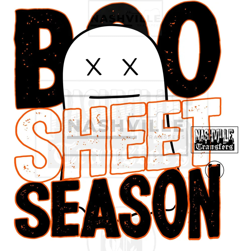 Boo Sheet Season Ghost Transfer. Low Heat Transfer / Orange