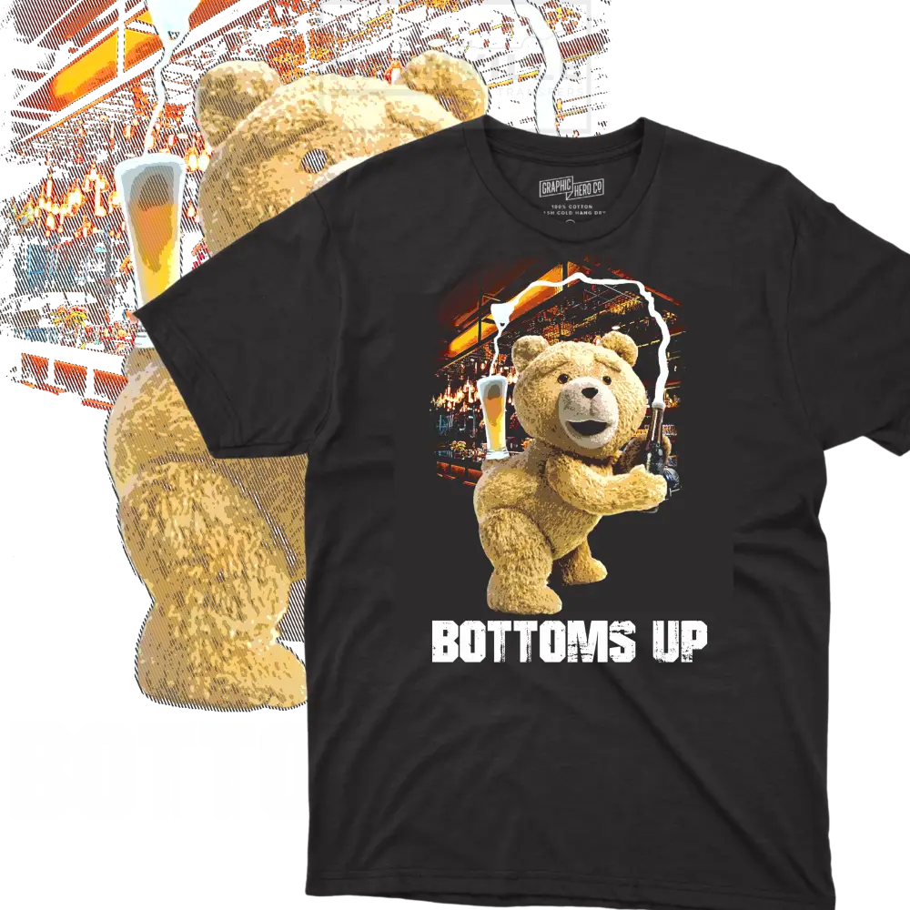 Bottoms Up Bear Rasterized Tee. T-Shirt