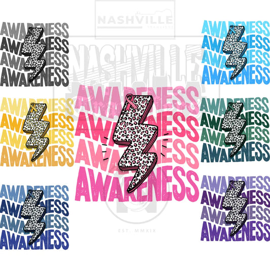 Cancer Awareness Lightning Bolt Leopard Or Checkered Transfer. Low Heat Transfer / Leopard Pink