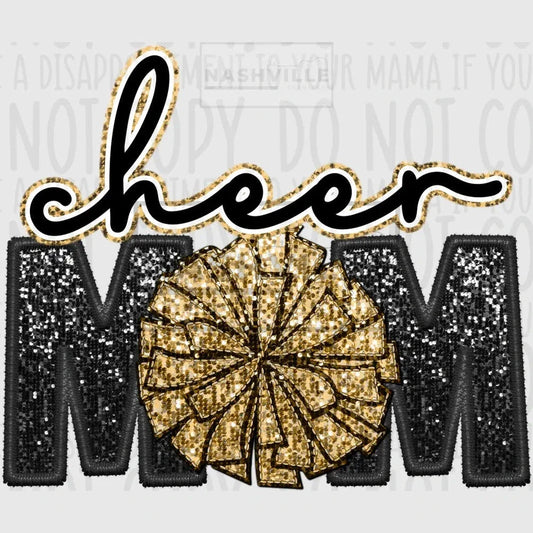 Cheer Mom Glitter And Embroidery Effect Transfer.