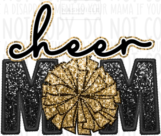 Cheer Mom Glitter And Embroidery Effect Transfer.