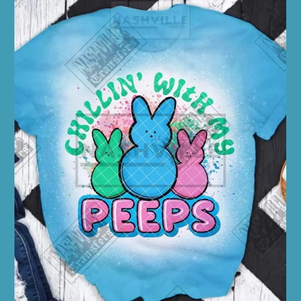Chillin With My Peeps Organic Tee. S / Blue