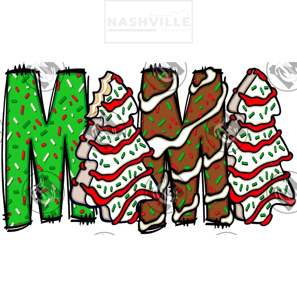 Christmas Holiday Tree Cakes Names. Low Heat Transfer / Mama Brown