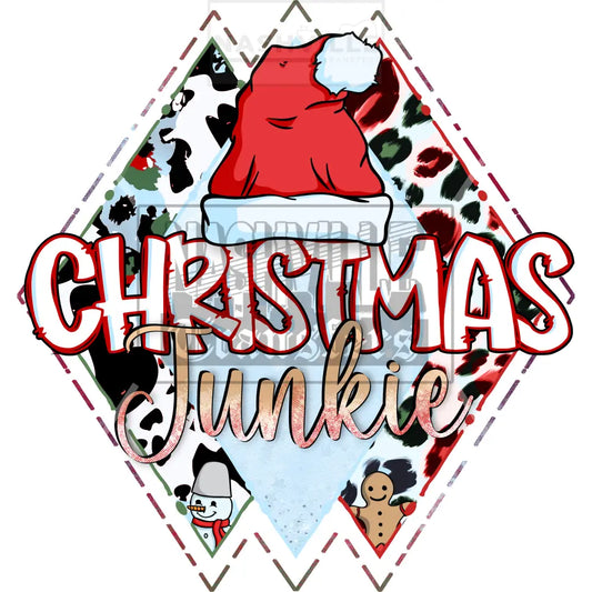 Christmas Junkie Holiday Transfer With Accent Sleeve Included. Low Heat