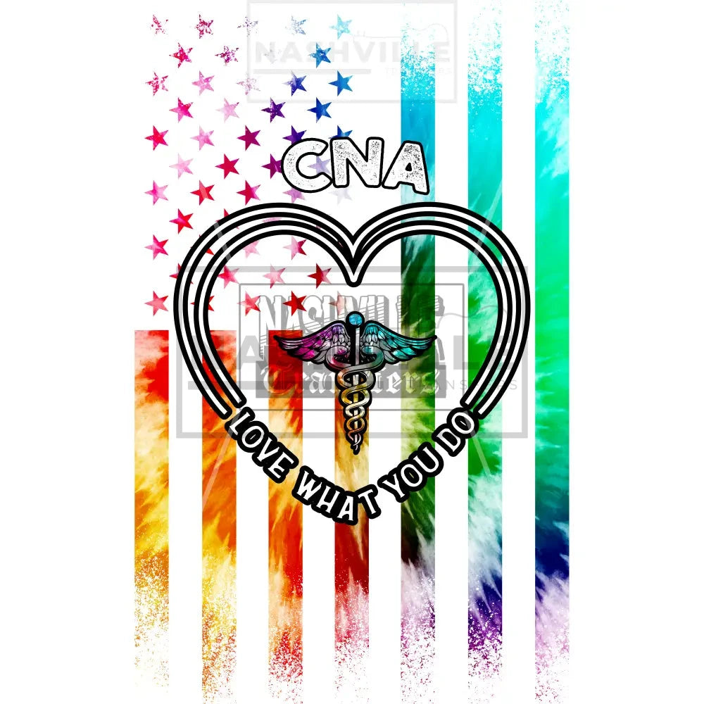 Cna Love What You Do Multi-Color Flag Nursing Transfer.