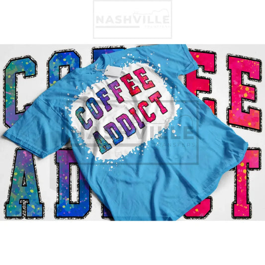 Coffee addict tee. Small / Dark blue bleach knock out