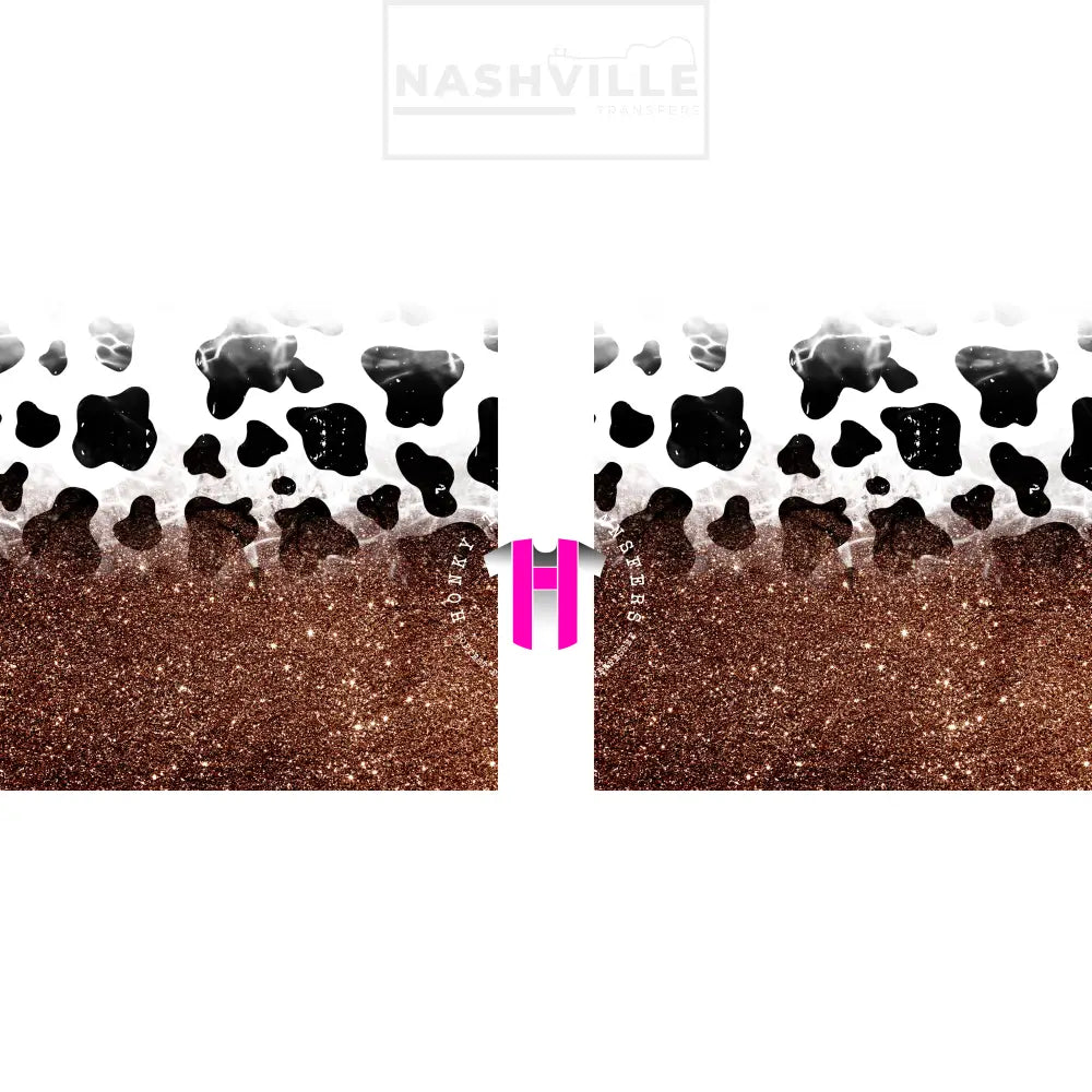 Cow Glitter Sleeve/Accent Transfers. Low Heat Transfer / Brown