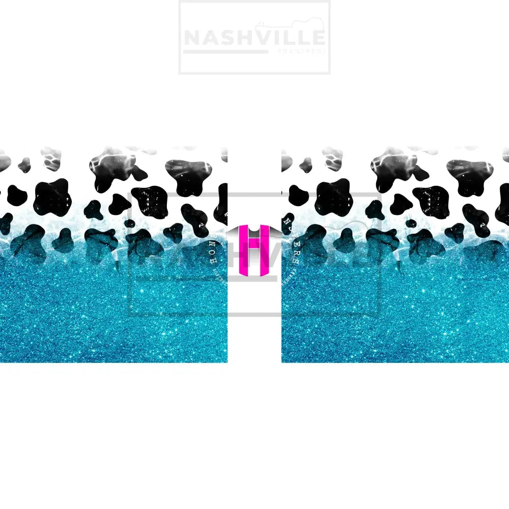 Cow Glitter Sleeve/Accent Transfers. Low Heat Transfer / Dark Blue