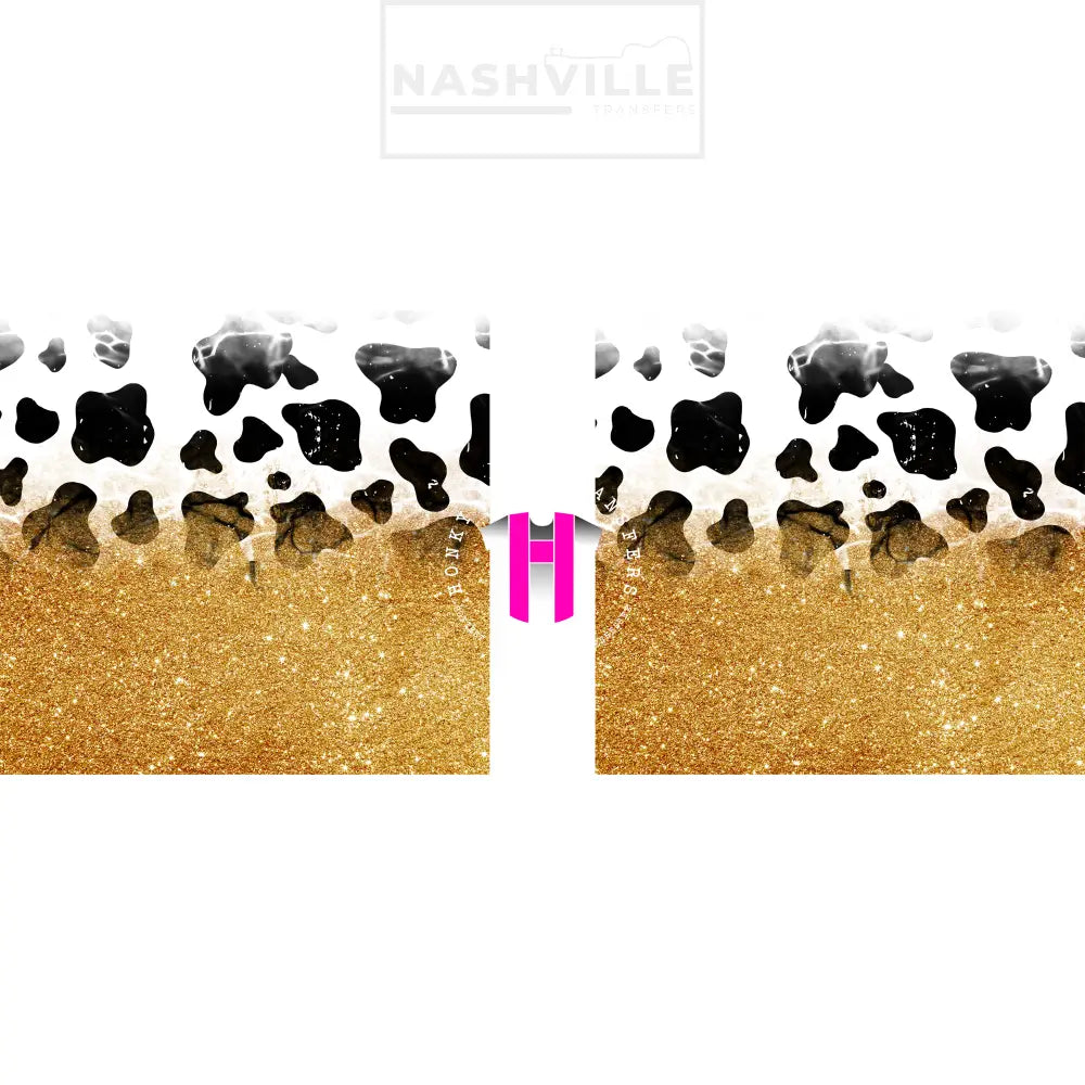 Cow Glitter Sleeve/Accent Transfers. Low Heat Transfer / Gold