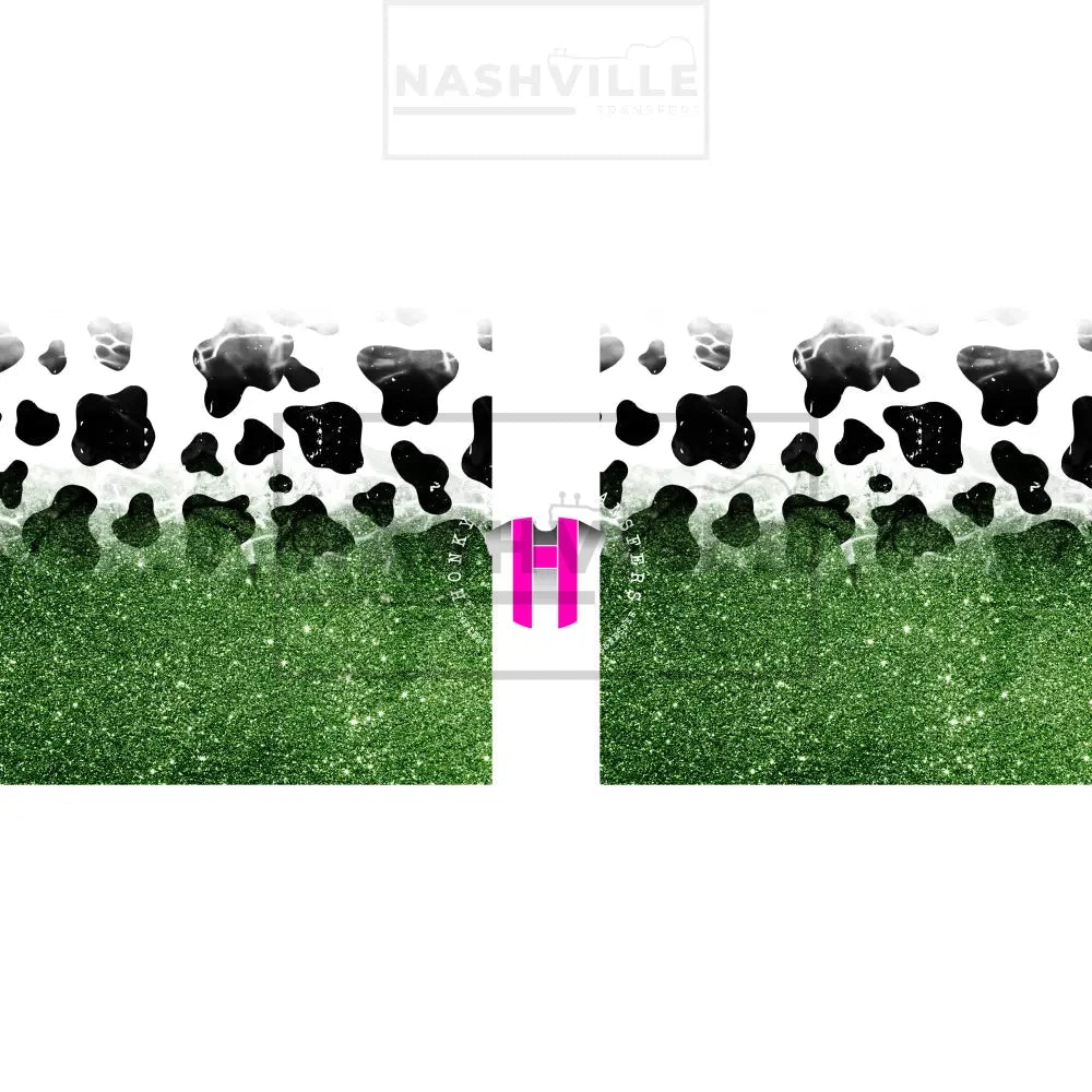 Cow Glitter Sleeve/Accent Transfers. Low Heat Transfer / Green
