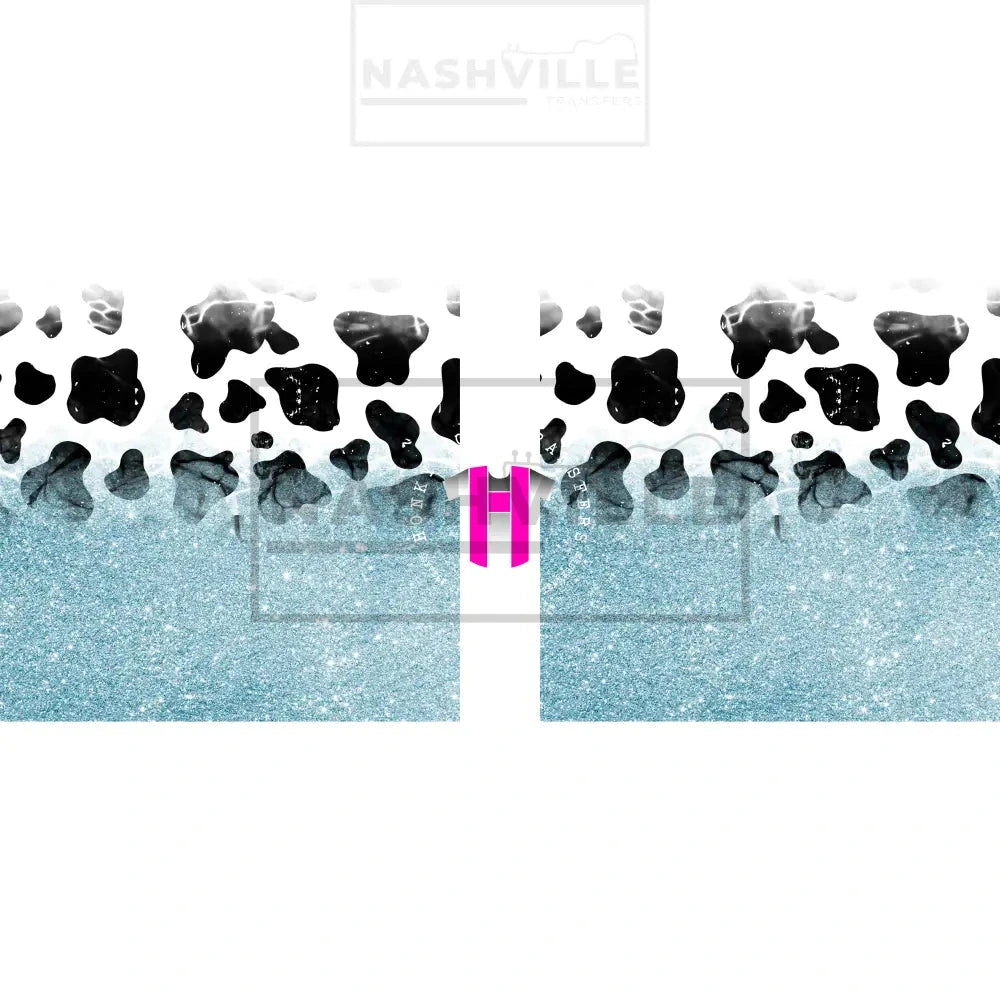 Cow Glitter Sleeve/Accent Transfers. Low Heat Transfer / Light Blue