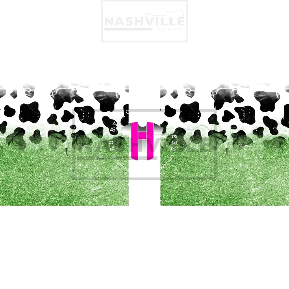Cow Glitter Sleeve/Accent Transfers. Low Heat Transfer / Light Lime