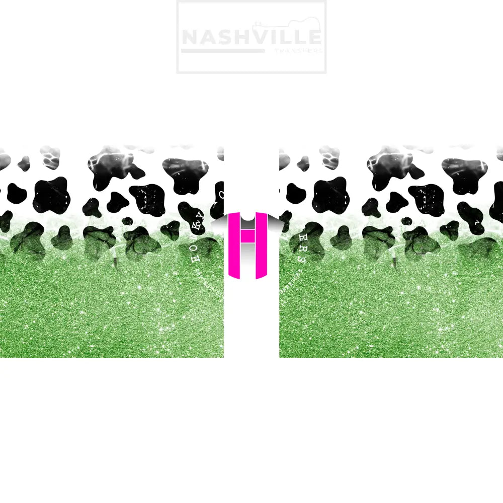 Cow Glitter Sleeve/Accent Transfers. Low Heat Transfer / Light Lime