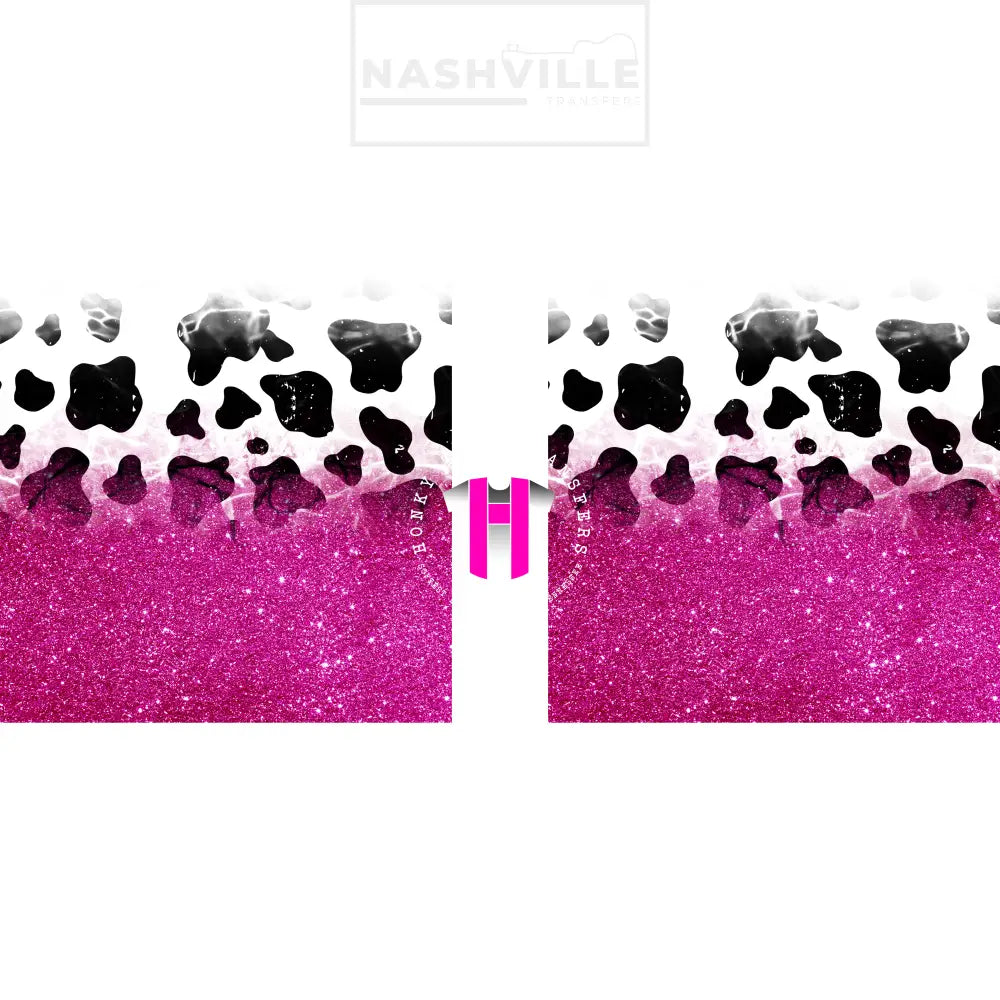 Cow Glitter Sleeve/Accent Transfers. Low Heat Transfer / Pink