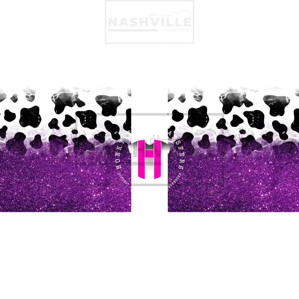 Cow Glitter Sleeve/Accent Transfers. Low Heat Transfer / Purple