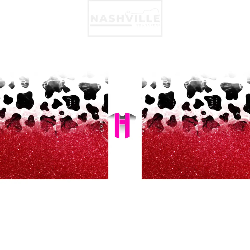 Cow Glitter Sleeve/Accent Transfers. Low Heat Transfer / Red